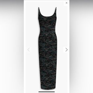 Floral-print ribbed wool-blend midi dress